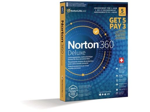 [90067919 1051222] Norton Norton 360 Deluxe – Promo Box, 5 Device, 1 Jahr