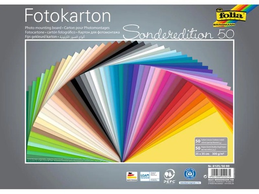 [90068267 599627] Folia Fotokarton 50er Pack sortiert Mehrfarbig