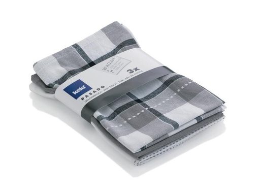 [90068610 566164] Kela Geschirrtuch-Set Pasado  3 Stück, Grau/Weiss