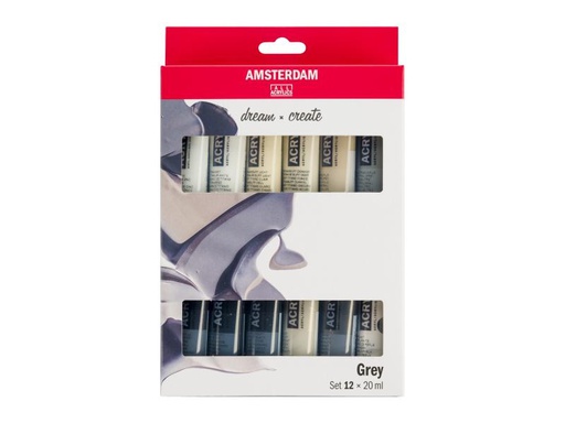 [90068754 1096251] Amsterdam Acrylfarbe Greys 12 Tuben à 20 ml