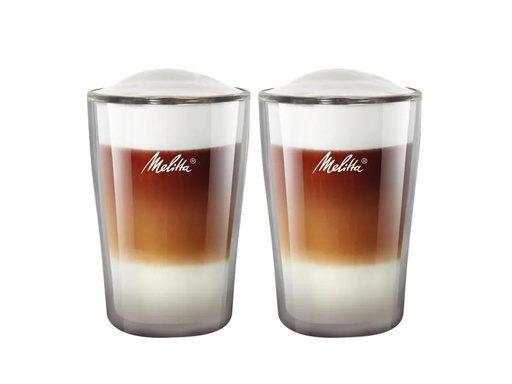 [90069107 350979] Melitta Latte Macchiato Becher 300 ml, 2 Stück, Transparent
