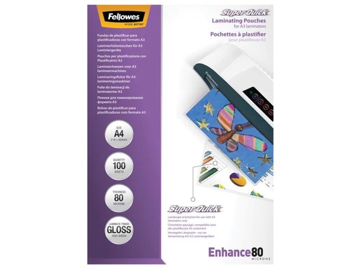 [90069118 249615] Fellowes Laminierfolie Superquick A4, , 100 Stück, Glänzend