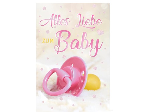 [90069552 1175983] Braun + Company Glückwunschkarte Schnuller 11.5 x 17 cm, Rosa