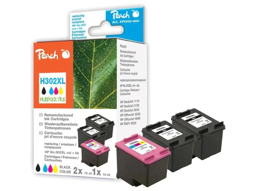 [90070932 513758] Peach Tintenset HP Nr. 302XL (F6U68A/F6U67A)