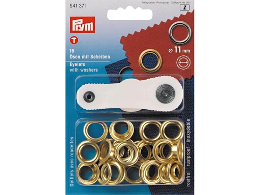 [90071027 1087994] Prym Ösen + Scheiben 11 mm, Gold, 15 Stück