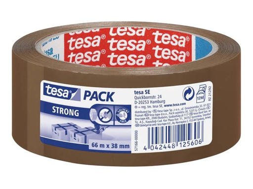 [90071109 540184] tesa Klebeband strong 38 mm x 66 m, 1 Rolle Braun