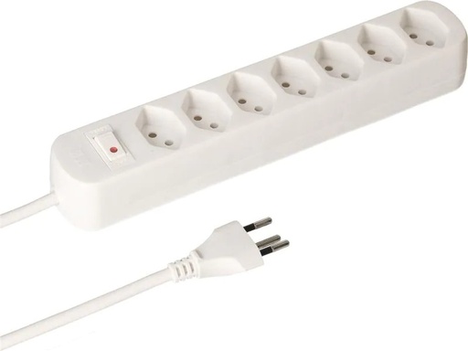 [90071280 1154750] Max Hauri Steckdosenleiste Basic Line 7x T13 Schalter, Weiss