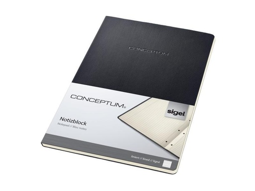 [90071564 542853] Sigel Notizblock A4 120 Blatt, Liniert, Schwarz