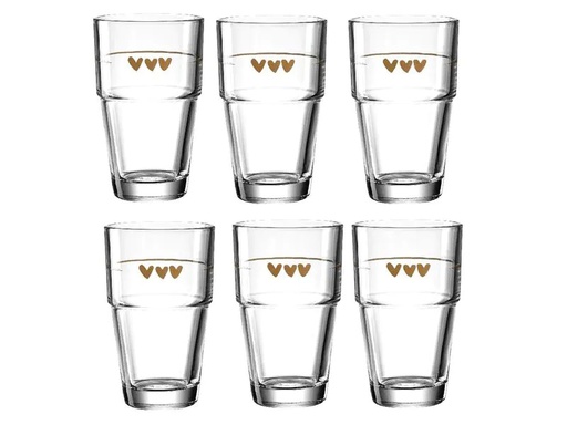 [90071605 1187748] Leonardo Latte Macchiato Becher Solo Herz 410 ml, 6 Stück