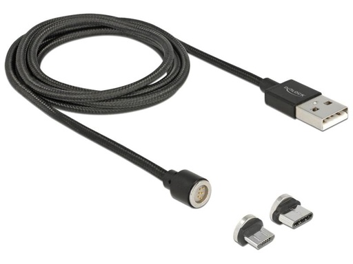 [90071730 841303] Delock USB-Kabel magnetisch 2in1 USB A - Micro-USB B/USB C 1.1 m