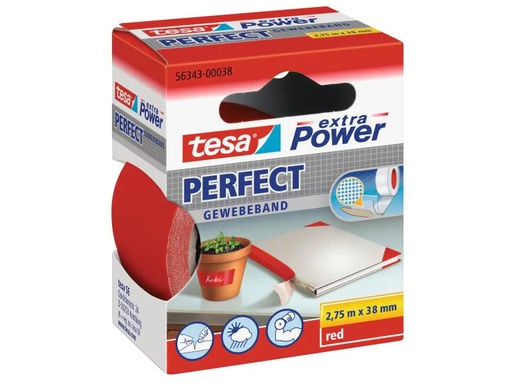 [90071759 339043] tesa Klebeband extra Power Perfect 38 mm x 2.75 m, Rot