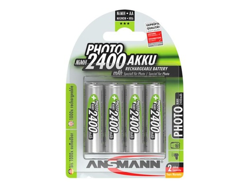 [90072001 1121009] Ansmann Akku 4x AA 2400 mAh für Digitalkameras, Blitzgeräte, usw.