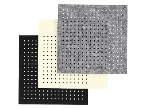[90072321 710723] Creativ Company Bastelfilz 3 mm, 20 x 20 cm, 12 Blatt, Grau/Schwarz/Beige