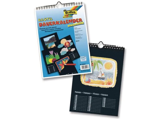 [90000705 649253] Folia Dauerkalender A4, Schwarz