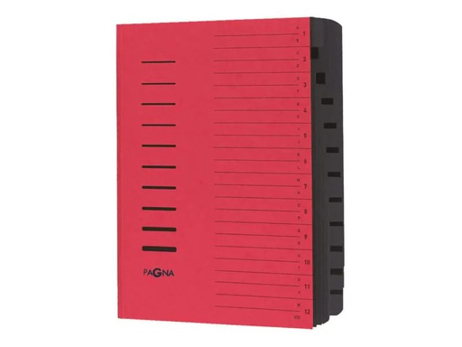[90073161 649100] Pagna Ordnungsmappe A4 mit 12 Fächer, Rot