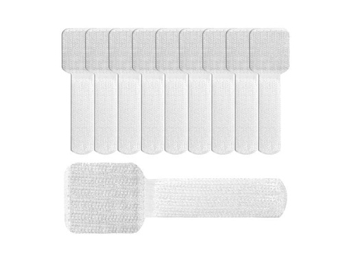 [90073297 180117] Label-the-cable Klettkabelhalter WALL STRAPS 3 x 9 cm Weiss, 10 Stück