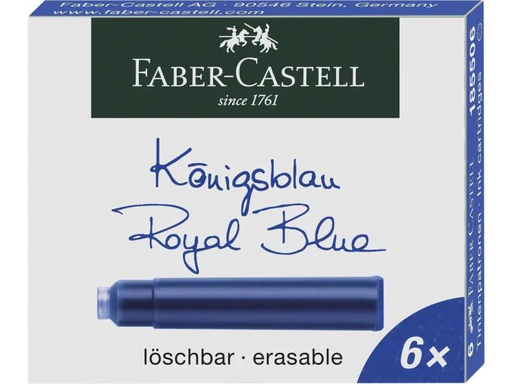 [90073903 1036396] Faber-Castell Tintenpatrone Königsblau, 6 Stück
