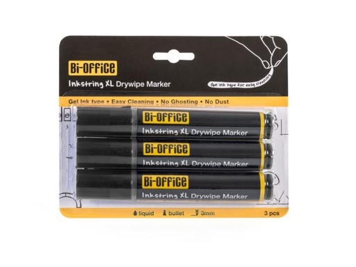 [90074608 1057365] Bi-Office Whiteboard-Marker Inkstring Schwarz, 3 Stück