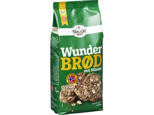 [90074656 929507] Bauck Mühle Backmischung Bio  Wunderbrot mit Nüssen 600 g