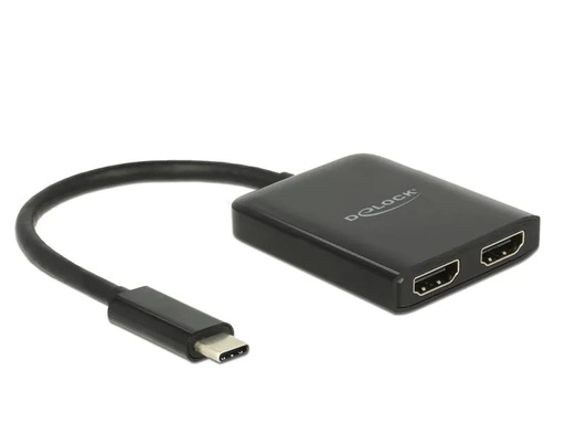 [90074968 721509] Delock Multiadapter USB-C - 2x HDMI out 4K 30Hz Splitter Schwarz