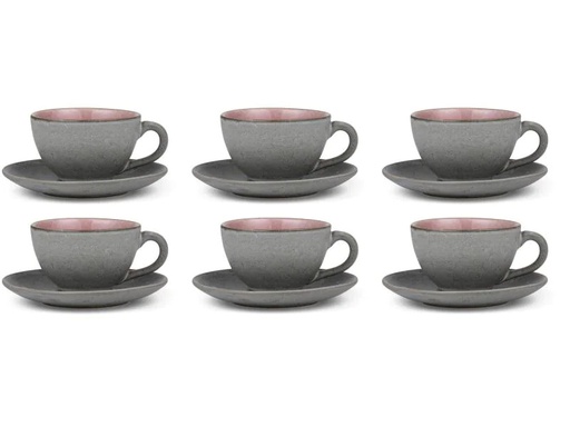 [90007550 1015202] Bitz Kaffeetasse 240 ml, 6 Stück, Schwarz/Hellpink