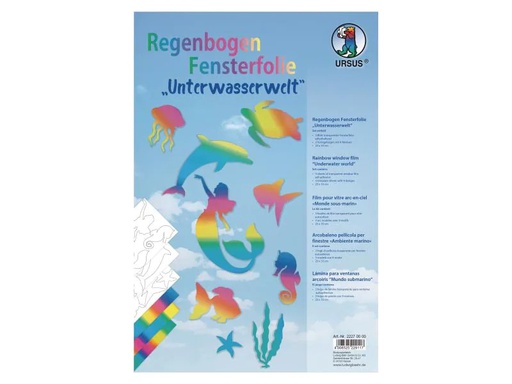 [90075824 742119] URSUS Fensterfolie 23 x 33 cm Regenbogen, 3 Blatt, 3 Vorlagebogen