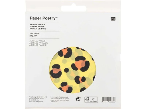 [90076212 1216241] Rico Design Seidenpapier Leo 50 x 70 cm, 20 g/m²,  1 Stück, Mehrfarbig