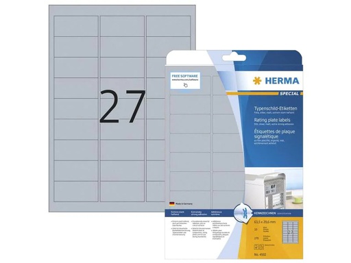 [90076703 1060057] HERMA Typenschild-Etiketten 4592 63.5 x 29.6 mm