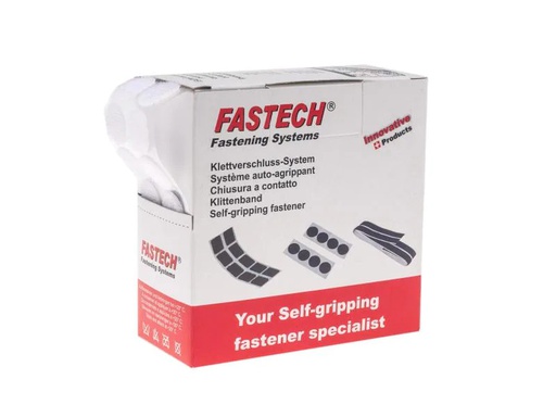 [90076910 906359] FASTECH Klettpunkte Box 20 mm x 5 m selbstklebend, Weiss