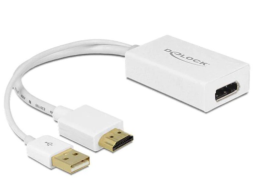 [90077382 462186] Delock Adapter HDMI – DisplayPort Weiss, 4K, USB-Strom