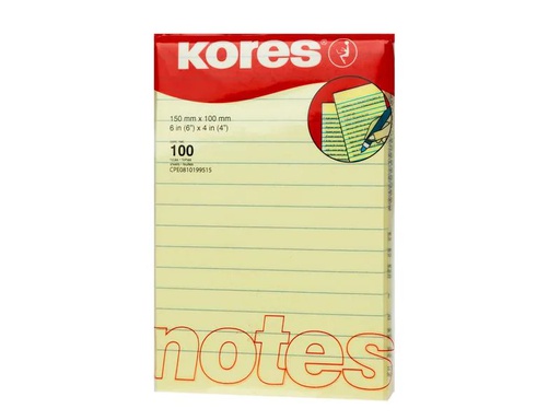 [90077447 1096352] Kores Notizzettel liniert 15 x 10 cm, Hellgelb