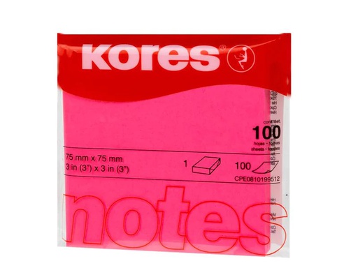 [90077476 1096349] Kores Notizzettel 7.5 x 7.5 cm, Neonpink