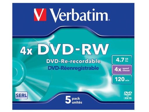 [90007747 758232] Verbatim DVD-RW 43285 4.7 GB, Jewelcase (5 Stück)