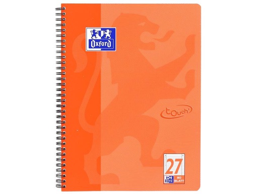[90077835 1108922] Oxford Notizheft Touch Collegeblock L27, A4 +, Liniert, Koralle