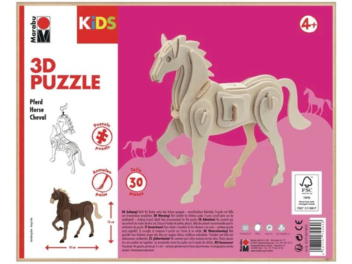 [90078122 994504] Marabu Holzartikel 3D Puzzle, Pferd