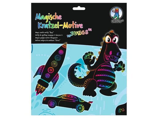 [90078161 1158318] URSUS Bastelset Kratzbilder Boys 6-teilig