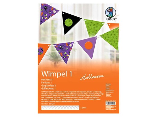[90078241 958144] URSUS Bastelset Halloween 12 Wimpel, Dreieck