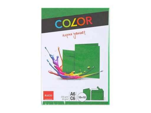 [90078374 1002956] ELCO Doppelkarte mit Couvert Color A6/C6 Grün, 20 Stück