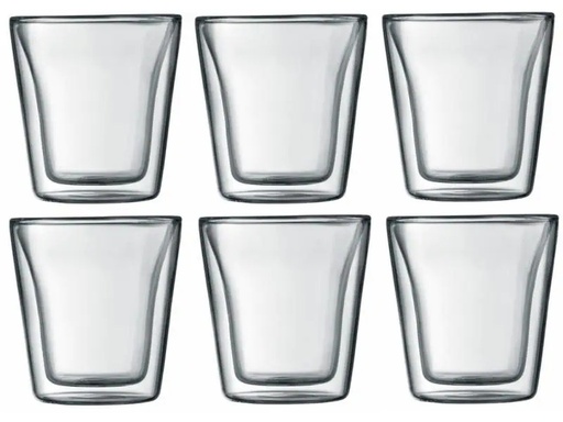 [90079094 472099] Bodum Thermobecher Canteen 100 ml, 6 Stück, Transparent