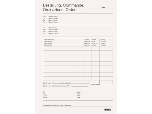 [90079258 88920] Biella Durchschreibeblock Copy Block A5 Bestellschein
