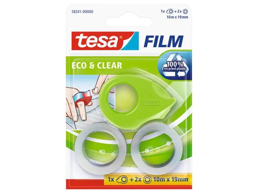 [90079397 265204] tesa Abroller Eco &amp; Clear Mini 19 mm x 10 m, Grün/Transparent