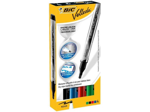 [90079641 912345] BIC Whiteboard-Marker Velleda 4 Stück