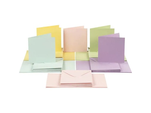 [90079836 749080] Creativ Company Blankokarte 15 x 15 cm 50 Sets, Pastell