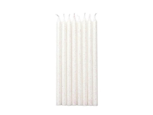 [90080124 1146438] Rico Design Kerze Glitter 16 Stück, Weiss