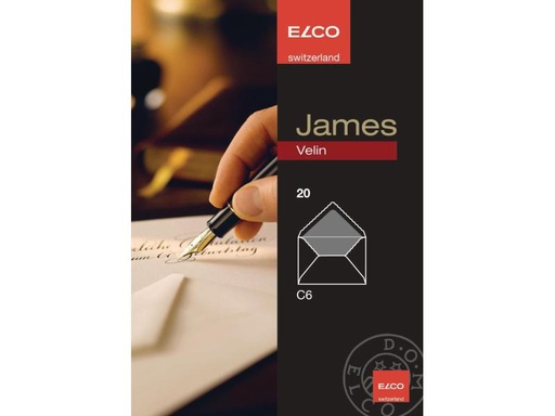 [90080179 863338] ELCO Couvert James Velin C6 ohne Fenster, 20 Stück