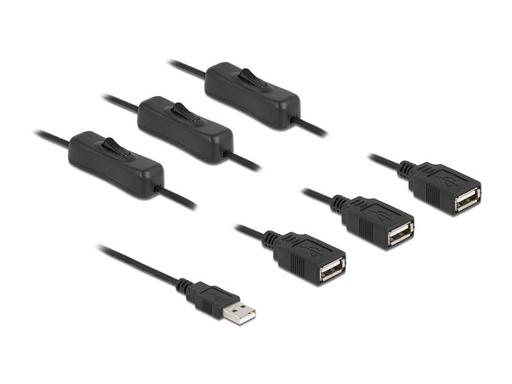 [90008027 1198604] Delock USB-Kabel USB-A Stecker zu 3x USB-A Buchse Mit Schalter