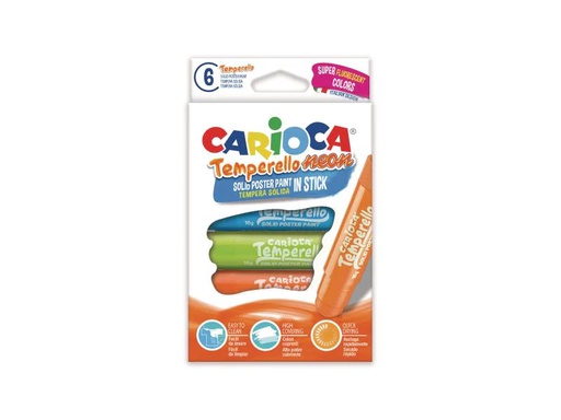 [90080563 722684] Carioca Posterfarbe Temperello Neon 6 Stück, Mehrfarbig