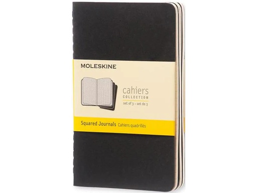 [90080737 1079165] Moleskine Notizbuch A6 Kariert, Schwarz, 3-teilig