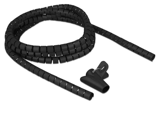 [90080902 1203256] Delock Spiroschlauch mit Einziehwerkzeug, 2.5 m x 15 mm Schwarz