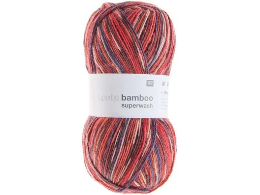 [90081132 1156812] Rico Design Wolle Bamboo für Socken 4-fädig, 100 g, Rot